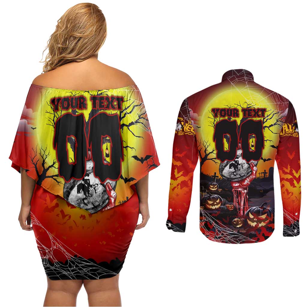 We Are Dragons Halloween Couples Matching Off Shoulder Short Dress and Long Sleeve Button Shirt Pumpkin Scary Spooky Season - Aussie Hoodie
