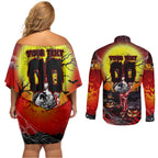 We Are Dragons Halloween Couples Matching Off Shoulder Short Dress and Long Sleeve Button Shirt Pumpkin Scary Spooky Season - Aussie Hoodie