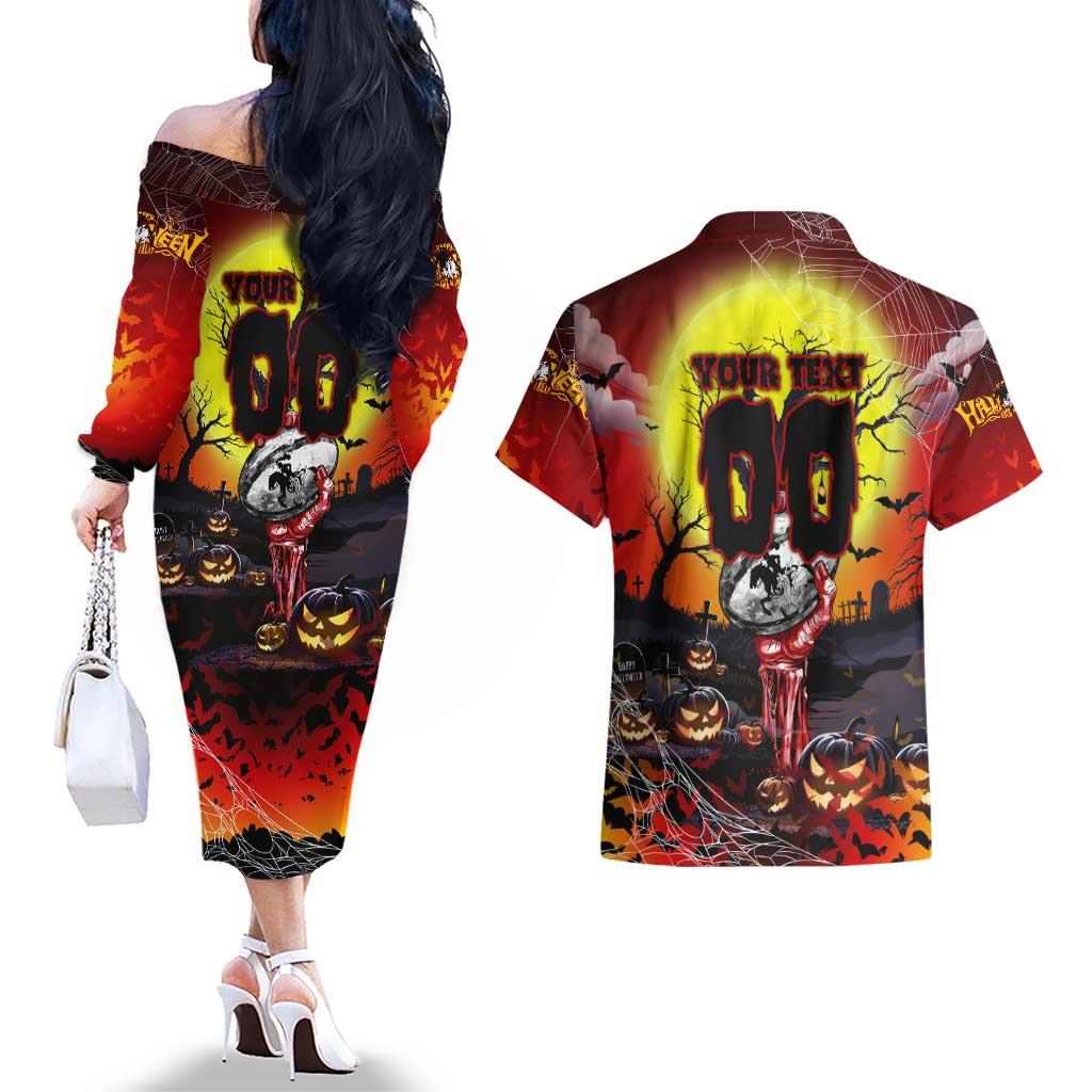 We Are Dragons Halloween Couples Matching Off The Shoulder Long Sleeve Dress and Hawaiian Shirt Pumpkin Scary Spooky Season - Aussie Hoodie