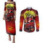 We Are Dragons Halloween Couples Matching Puletasi and Long Sleeve Button Shirt Pumpkin Scary Spooky Season - Aussie Hoodie