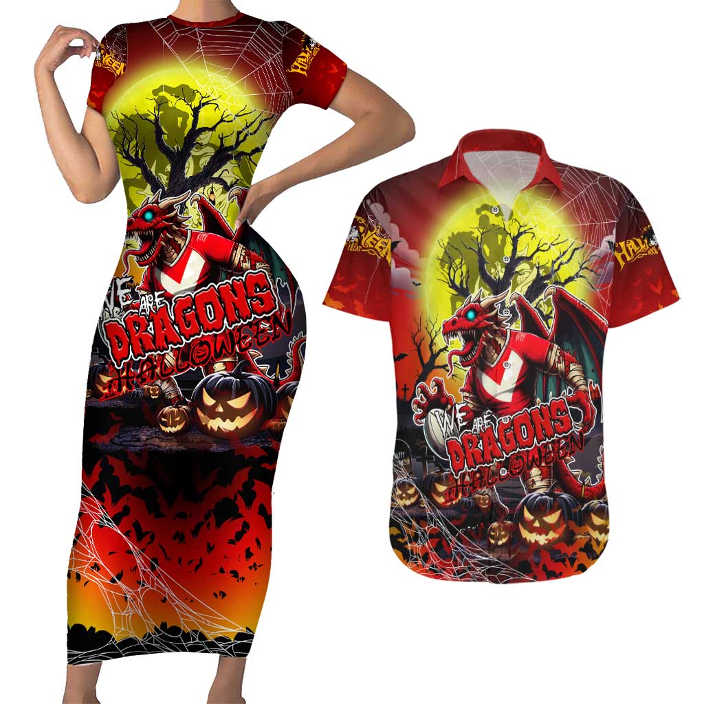 We Are Dragons Halloween Couples Matching Short Sleeve Bodycon Dress and Hawaiian Shirt Pumpkin Scary Spooky Season - Aussie Hoodie