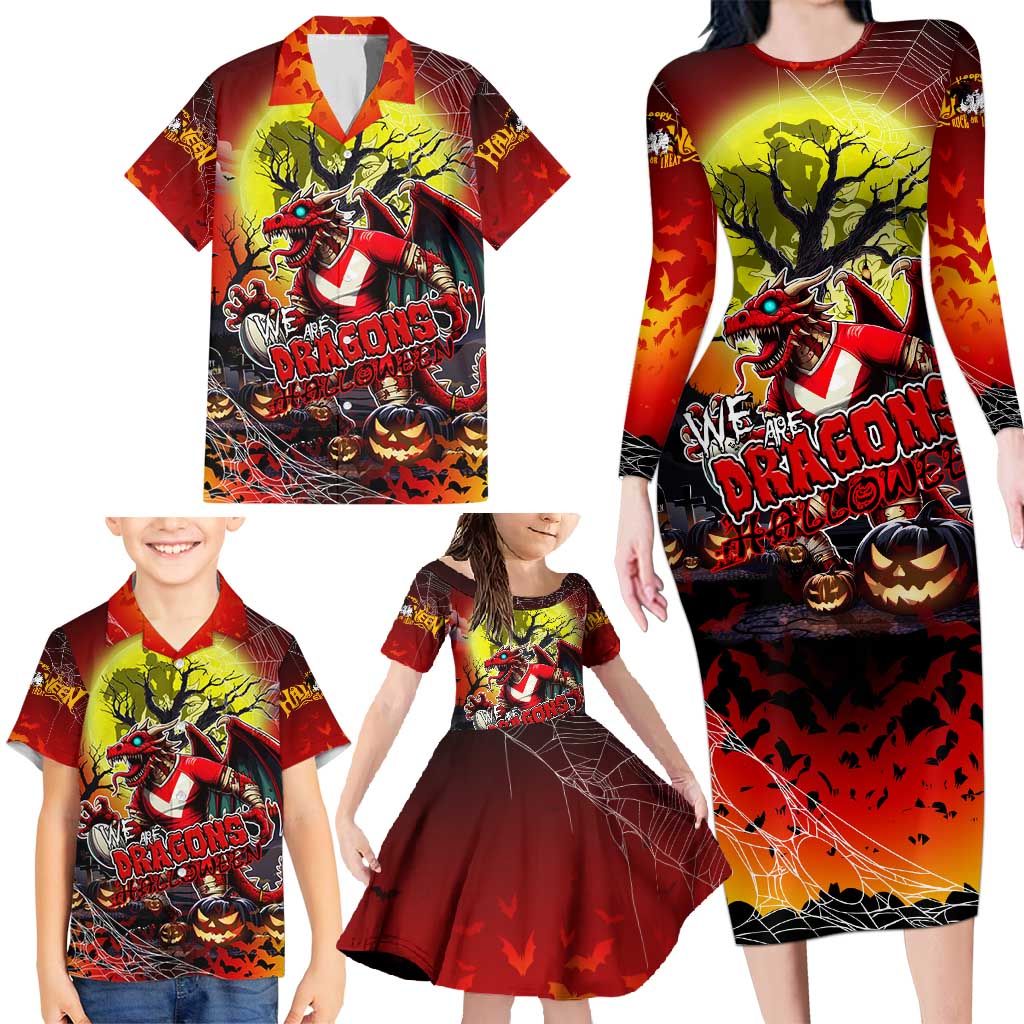 We Are Dragons Halloween Family Matching Long Sleeve Bodycon Dress and Hawaiian Shirt Pumpkin Scary Spooky Season - Aussie Hoodie