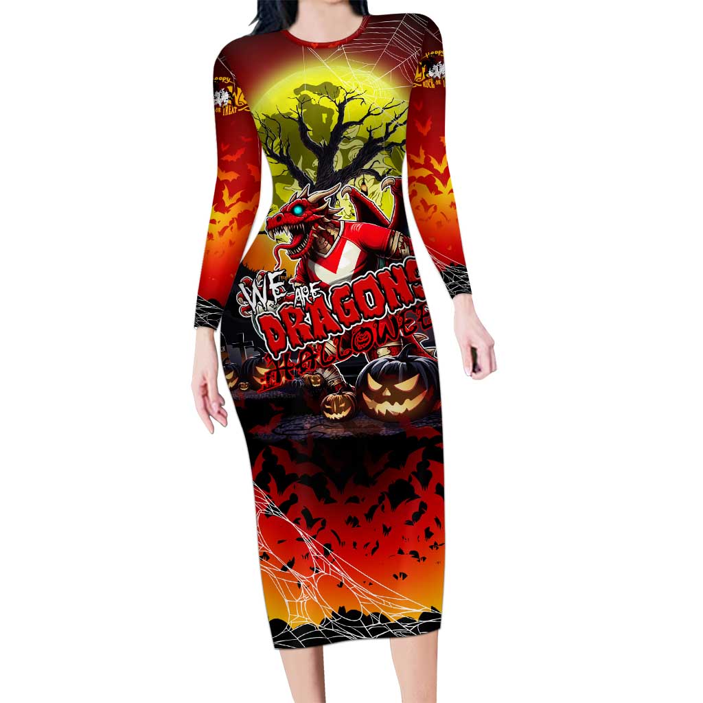 We Are Dragons Halloween Family Matching Long Sleeve Bodycon Dress and Hawaiian Shirt Pumpkin Scary Spooky Season - Aussie Hoodie