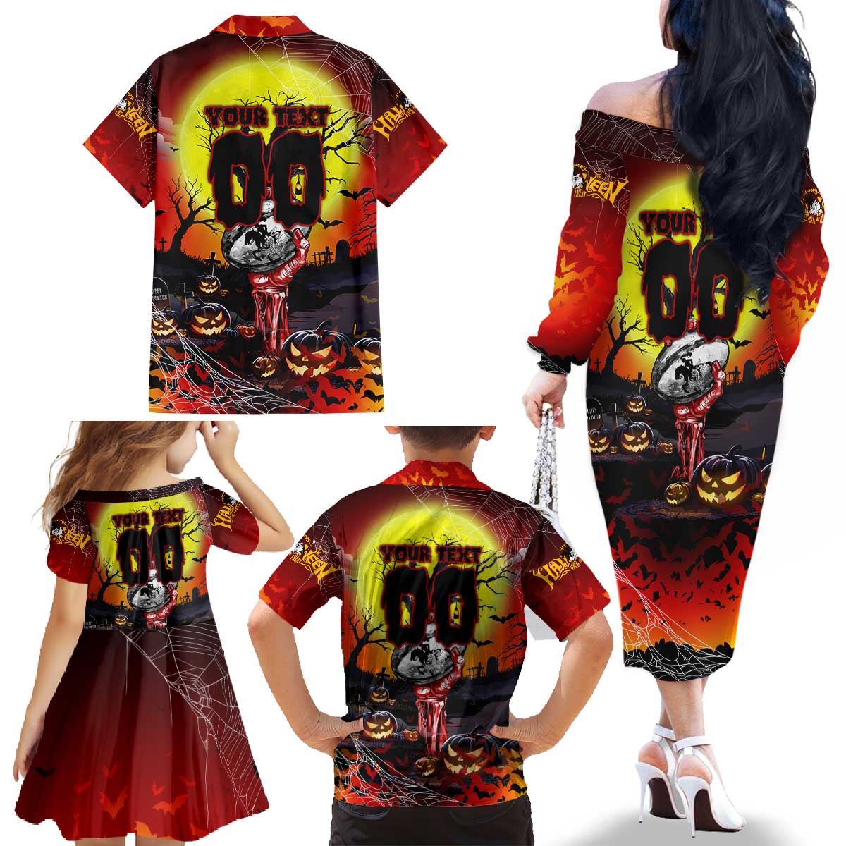 We Are Dragons Halloween Family Matching Off The Shoulder Long Sleeve Dress and Hawaiian Shirt Pumpkin Scary Spooky Season - Aussie Hoodie