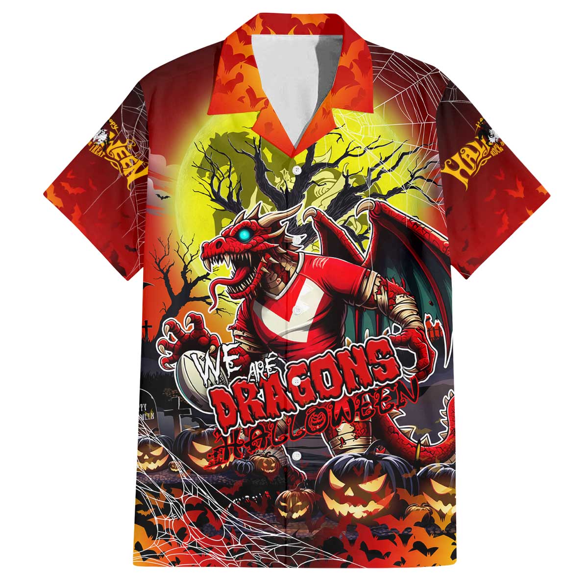 We Are Dragons Halloween Family Matching Off The Shoulder Long Sleeve Dress and Hawaiian Shirt Pumpkin Scary Spooky Season - Aussie Hoodie