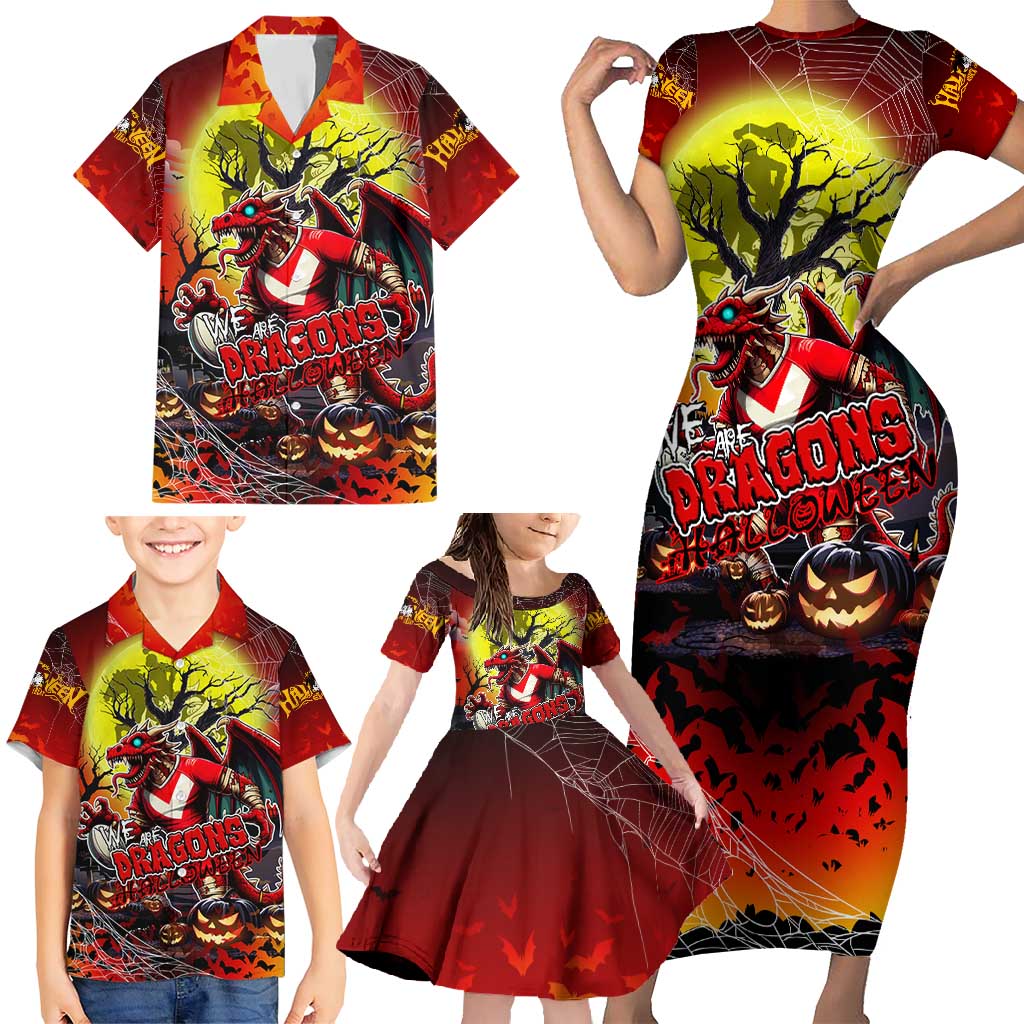 We Are Dragons Halloween Family Matching Short Sleeve Bodycon Dress and Hawaiian Shirt Pumpkin Scary Spooky Season - Aussie Hoodie