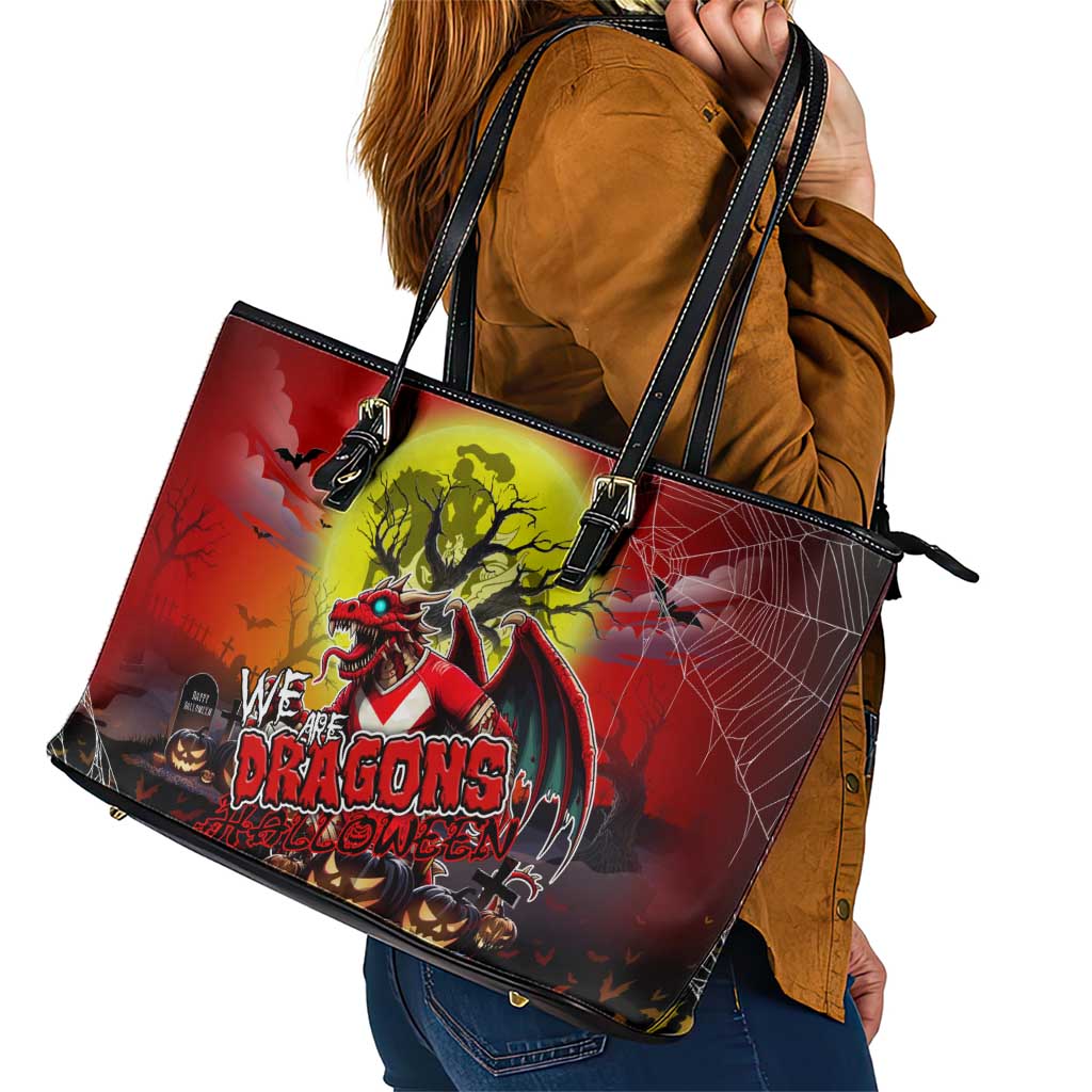 We Are Dragons Halloween Leather Tote Bag Pumpkin Scary Spooky Season - Aussie Hoodie