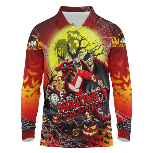 We Are Dragons Halloween Long Sleeve Polo Shirt Pumpkin Scary Spooky Season - Aussie Hoodie