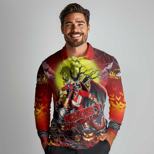We Are Dragons Halloween Long Sleeve Polo Shirt Pumpkin Scary Spooky Season - Aussie Hoodie