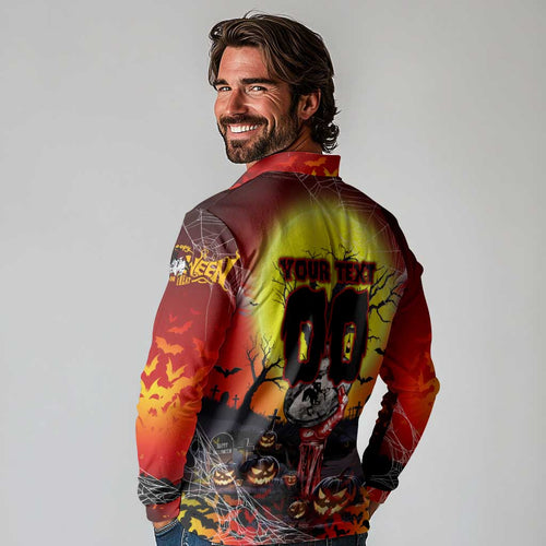We Are Dragons Halloween Long Sleeve Polo Shirt Pumpkin Scary Spooky Season - Aussie Hoodie
