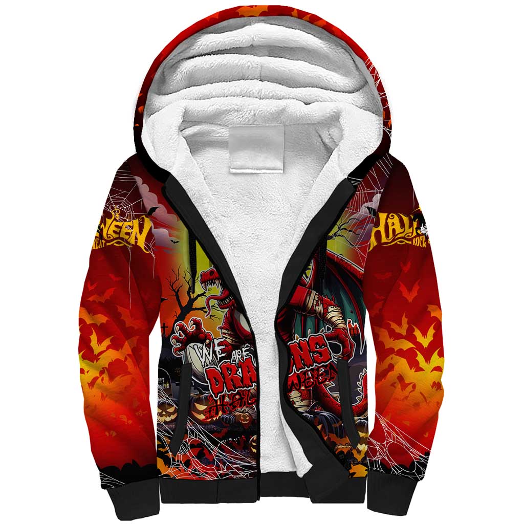 We Are Dragons Halloween Sherpa Hoodie Pumpkin Scary Spooky Season - Aussie Hoodie