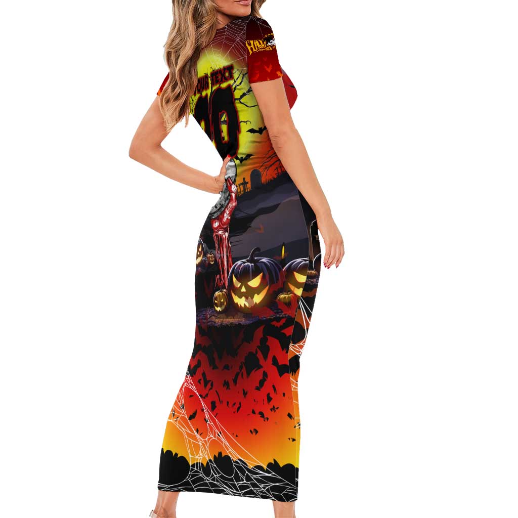 We Are Dragons Halloween Short Sleeve Bodycon Dress Pumpkin Scary Spooky Season - Aussie Hoodie