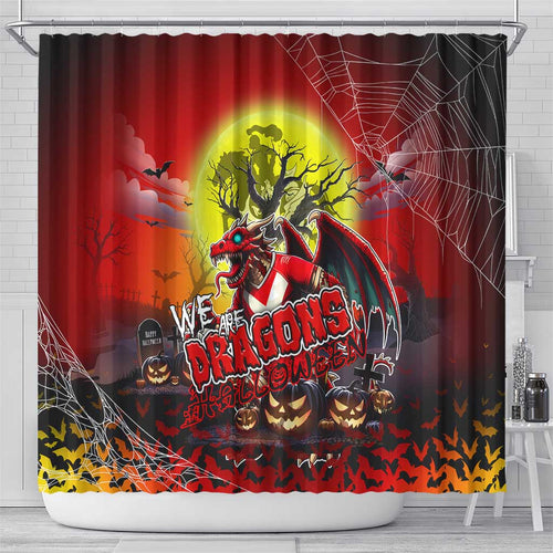 We Are Dragons Halloween Shower Curtain Pumpkin Scary Spooky Season - Aussie Hoodie
