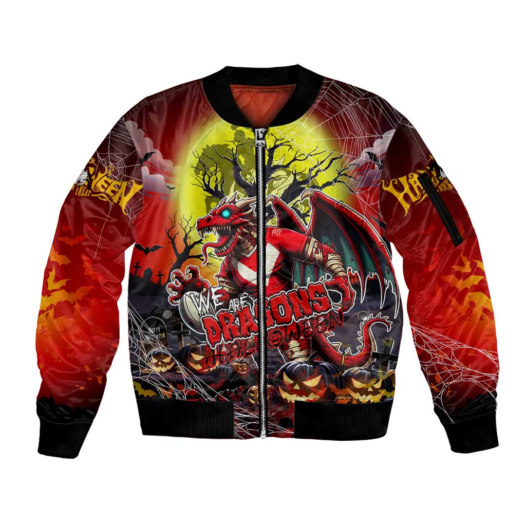 We Are Dragons Halloween Sleeve Zip Bomber Jacket Pumpkin Scary Spooky Season - Aussie Hoodie