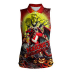 We Are Dragons Halloween Women Sleeveless Polo Shirt Pumpkin Scary Spooky Season - Aussie Hoodie
