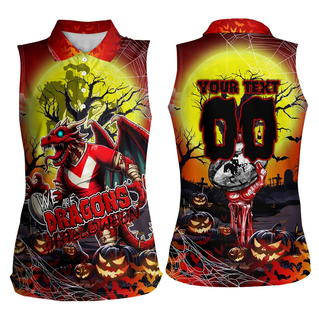 We Are Dragons Halloween Women Sleeveless Polo Shirt Pumpkin Scary Spooky Season - Aussie Hoodie