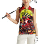 We Are Dragons Halloween Women Sleeveless Polo Shirt Pumpkin Scary Spooky Season - Aussie Hoodie