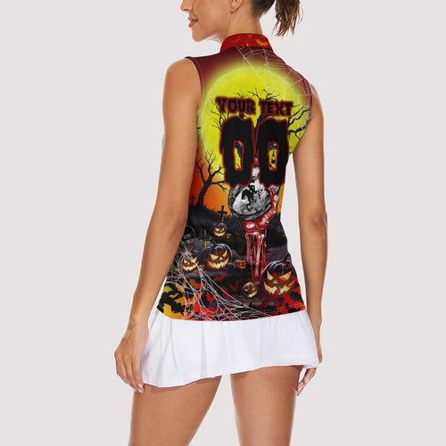 We Are Dragons Halloween Women Sleeveless Polo Shirt Pumpkin Scary Spooky Season - Aussie Hoodie