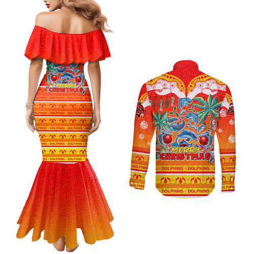 dolphins-christmas-couples-matching-mermaid-dress-and-long-sleeve-button-shirt-merry-xmas-nrl-australia-rugby