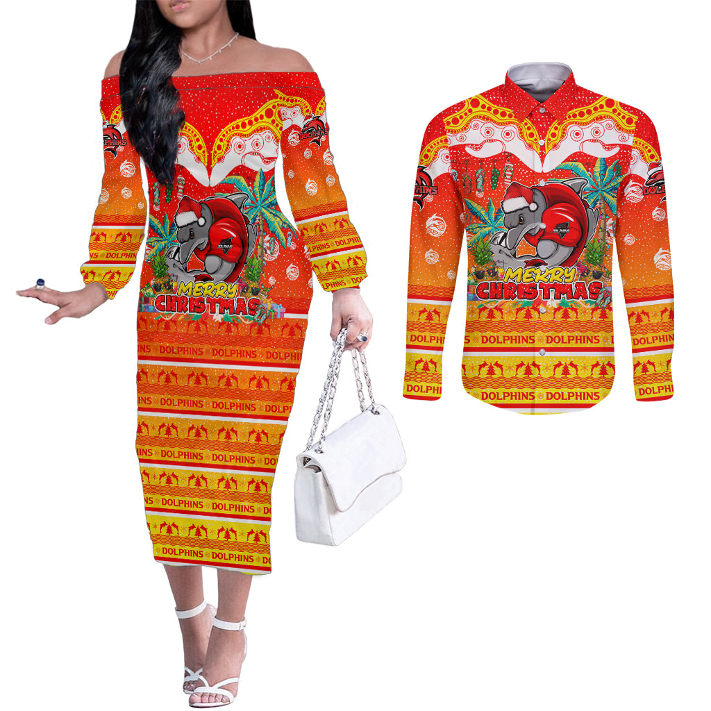 dolphins-christmas-couples-matching-off-the-shoulder-long-sleeve-dress-and-long-sleeve-button-shirt-merry-xmas-nrl-australia-rugby