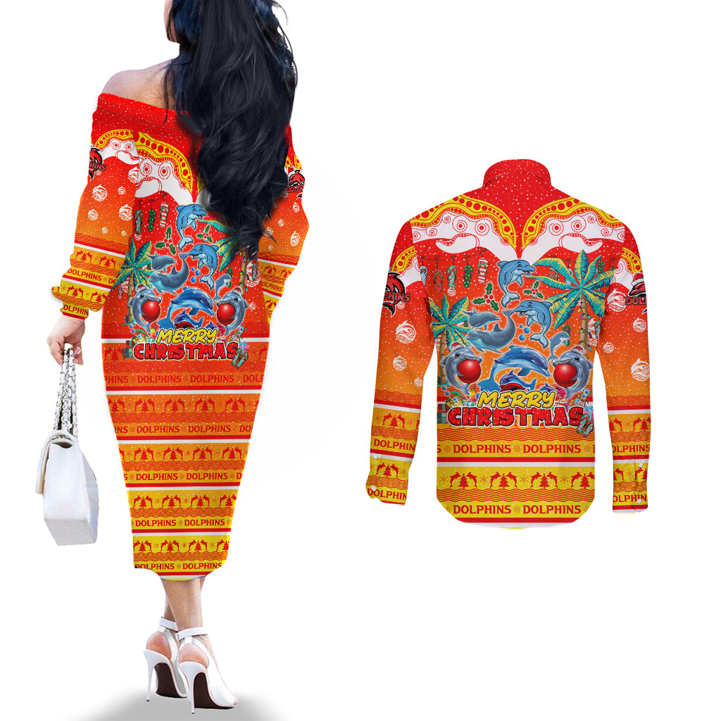 dolphins-christmas-couples-matching-off-the-shoulder-long-sleeve-dress-and-long-sleeve-button-shirt-merry-xmas-nrl-australia-rugby