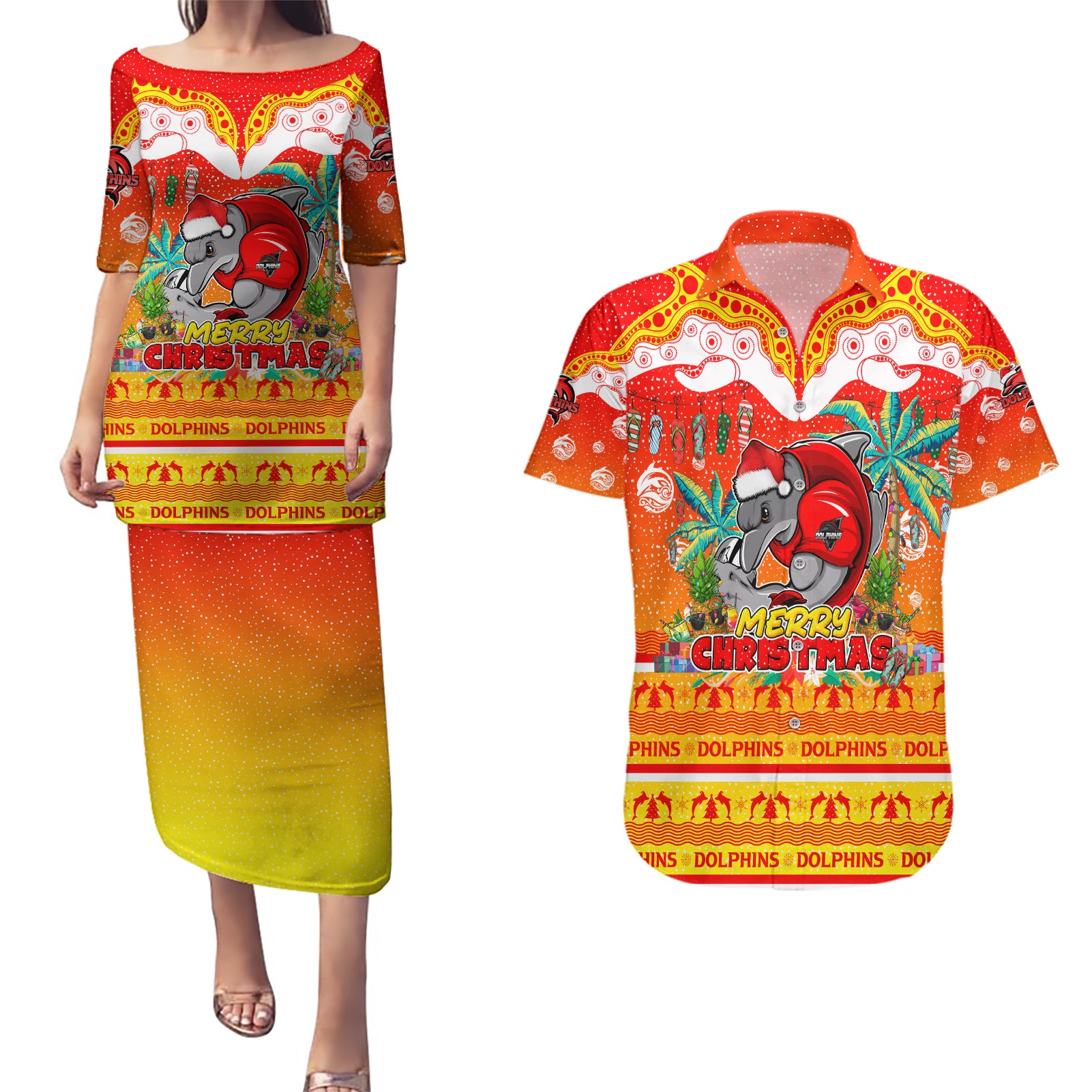 dolphins-christmas-couples-matching-puletasi-dress-and-hawaiian-shirt-merry-xmas-nrl-australia-rugby