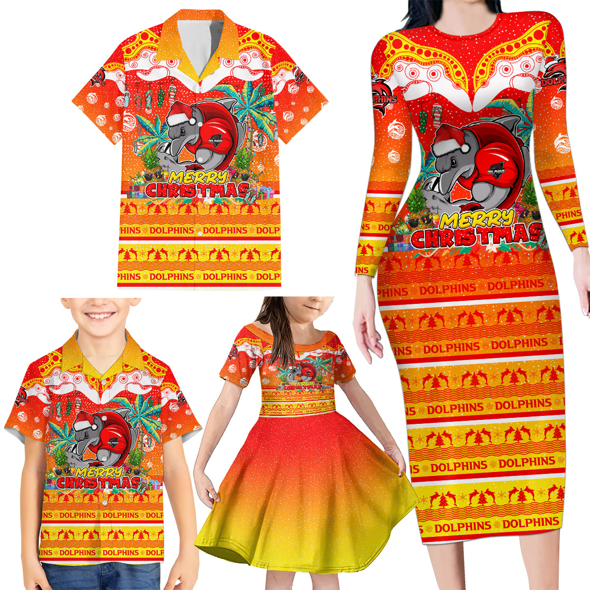 dolphins-christmas-family-matching-long-sleeve-bodycon-dress-and-hawaiian-shirt-merry-xmas-nrl-australia-rugby