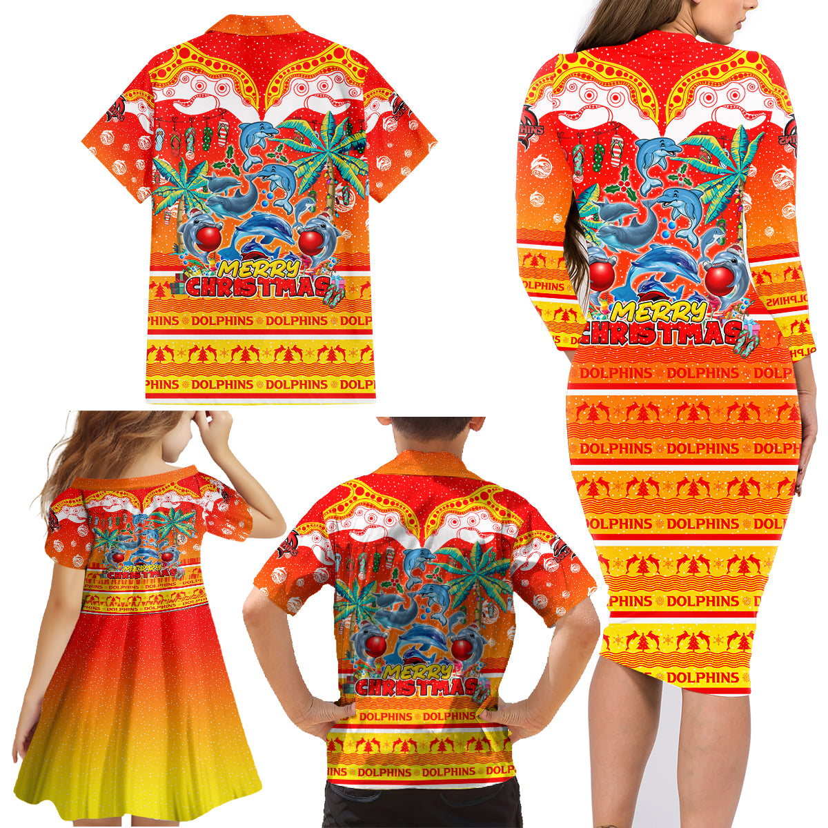 dolphins-christmas-family-matching-long-sleeve-bodycon-dress-and-hawaiian-shirt-merry-xmas-nrl-australia-rugby