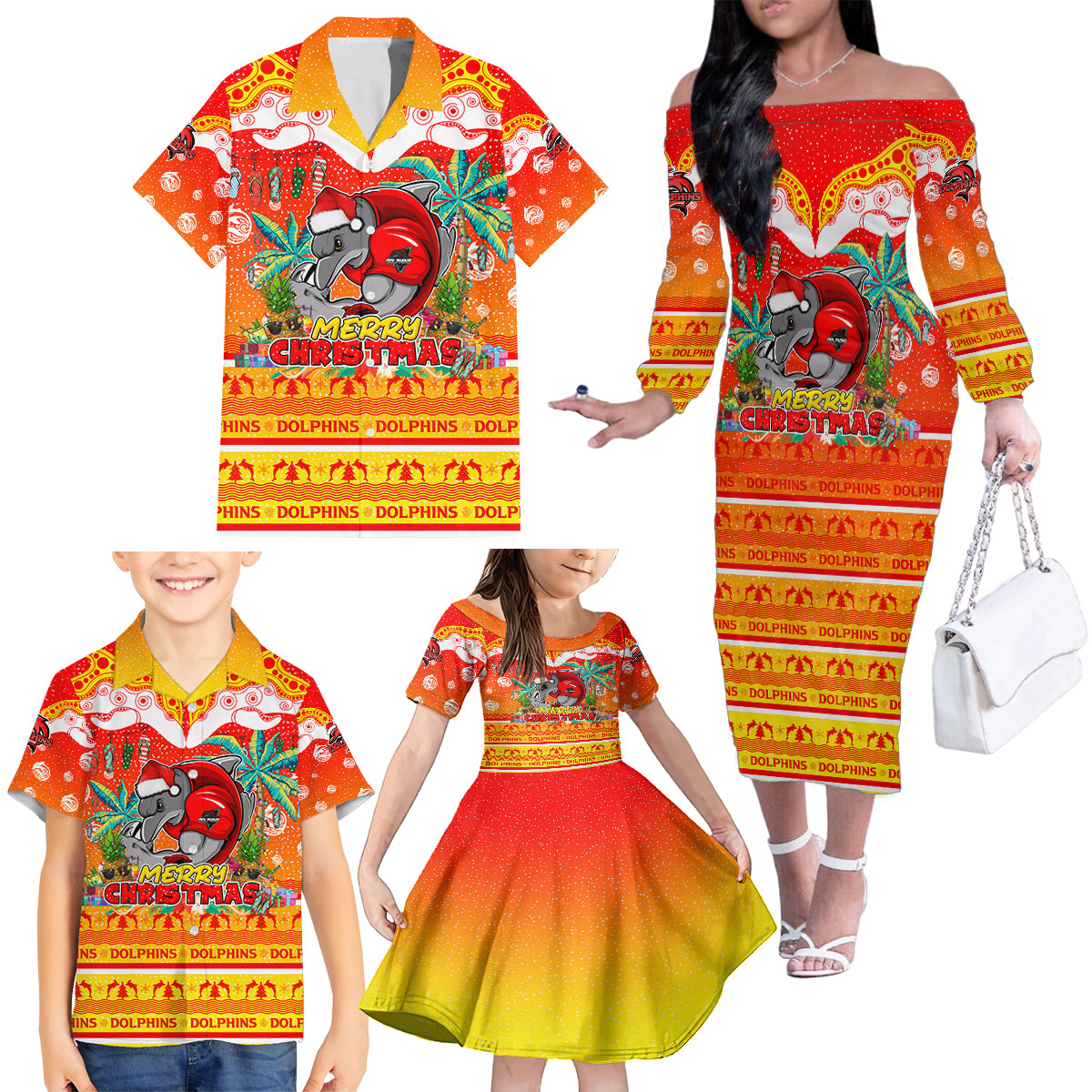 dolphins-christmas-family-matching-off-shoulder-long-sleeve-dress-and-hawaiian-shirt-merry-xmas-nrl-australia-rugby
