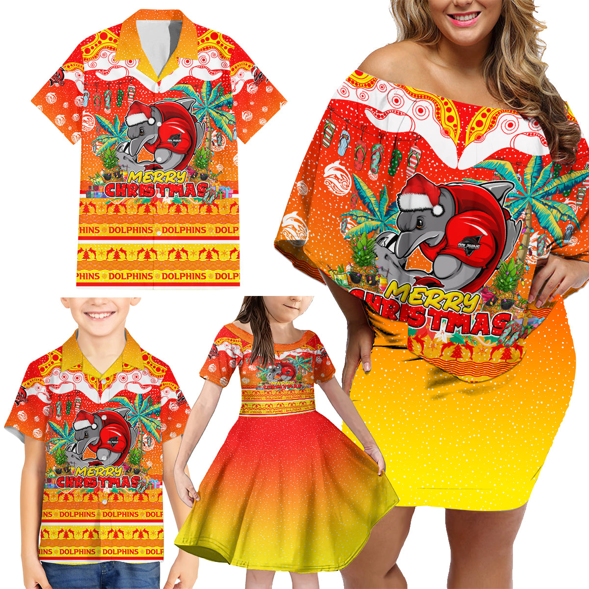 dolphins-christmas-family-matching-off-shoulder-short-dress-and-hawaiian-shirt-merry-xmas-nrl-australia-rugby