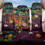 Broncos Autism Awareness Back Car Seat Cover Puzzle Flames Rugby Ball