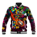 Broncos Autism Awareness Baseball Jacket Puzzle Flames Rugby Ball