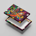 Broncos Autism Awareness Canvas Wall Art Puzzle Flames Rugby Ball