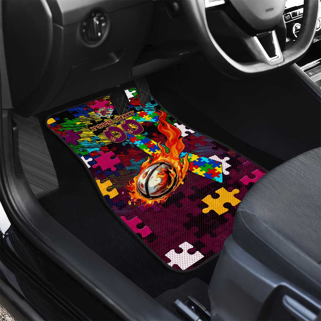 Broncos Autism Awareness Car Mats Puzzle Flames Rugby Ball