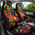 Broncos Autism Awareness Car Seat Cover Puzzle Flames Rugby Ball