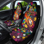 Broncos Autism Awareness Car Seat Cover Puzzle Flames Rugby Ball