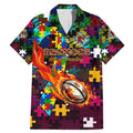 Broncos Autism Awareness Family Matching Mermaid Dress and Hawaiian Shirt Puzzle Flames Rugby Ball
