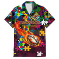 Broncos Autism Awareness Family Matching Tank Maxi Dress and Hawaiian Shirt Puzzle Flames Rugby Ball