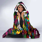 Broncos Autism Awareness Hooded Blanket Puzzle Flames Rugby Ball