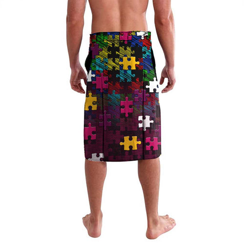 Broncos Autism Awareness Lavalava Puzzle Flames Rugby Ball