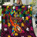 Broncos Autism Awareness Quilt Puzzle Flames Rugby Ball