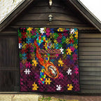 Broncos Autism Awareness Quilt Puzzle Flames Rugby Ball