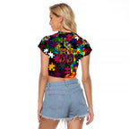 Broncos Autism Awareness Raglan Cropped T Shirt Puzzle Flames Rugby Ball