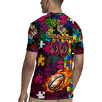 Broncos Autism Awareness Rugby Jersey Puzzle Flames Rugby Ball