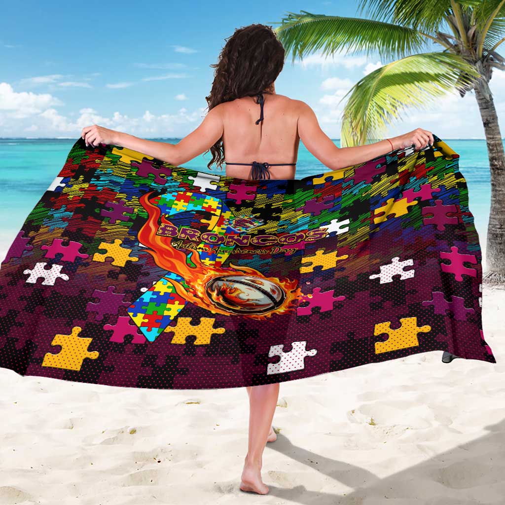 Broncos Autism Awareness Sarong Puzzle Flames Rugby Ball