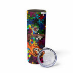 Broncos Autism Awareness Skinny Tumbler Puzzle Flames Rugby Ball