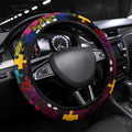Broncos Autism Awareness Steering Wheel Cover Puzzle Flames Rugby Ball