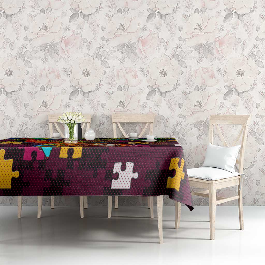 Broncos Autism Awareness Tablecloth Puzzle Flames Rugby Ball