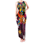 Broncos Autism Awareness Tank Maxi Dress Puzzle Flames Rugby Ball