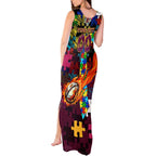 Broncos Autism Awareness Tank Maxi Dress Puzzle Flames Rugby Ball